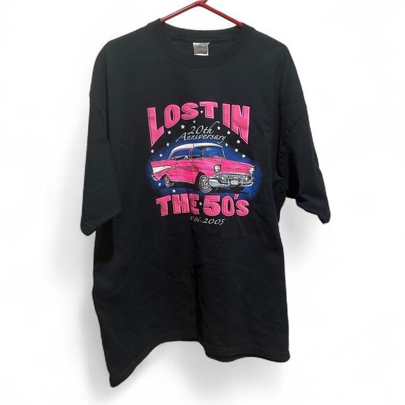 Vintage 2005 Lost in the 50's T Shirt Sandpoint Idaho Size XXL Black Rock N Roll - Picture 1 of 5